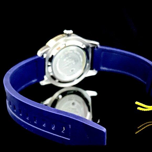 Invicta Men SPECIALTY 18K GOLD PLATE SILVER BLUE DIAL Strap 45mm Stylish Watch - Picture 6 of 7